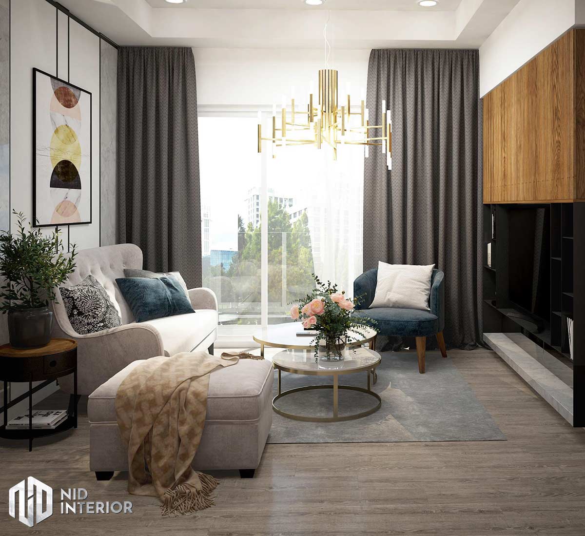 Thiết kế nội thất căn hộ Palm Heights - Phòng khách