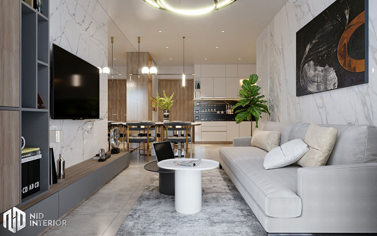 Thiết kế nội thất căn hộ De Capella 50m2 - Phòng khách