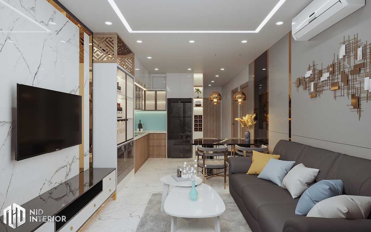 Thiết kế nội thất căn hộ Centum Wealth 68m2 - Phòng khách