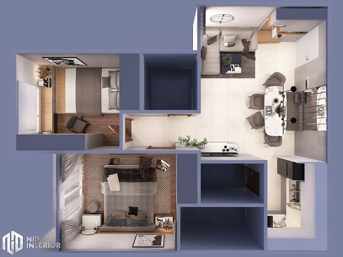 Thiết kế nội thất căn hộ Dream Home 65m2 - Layout căn hộ